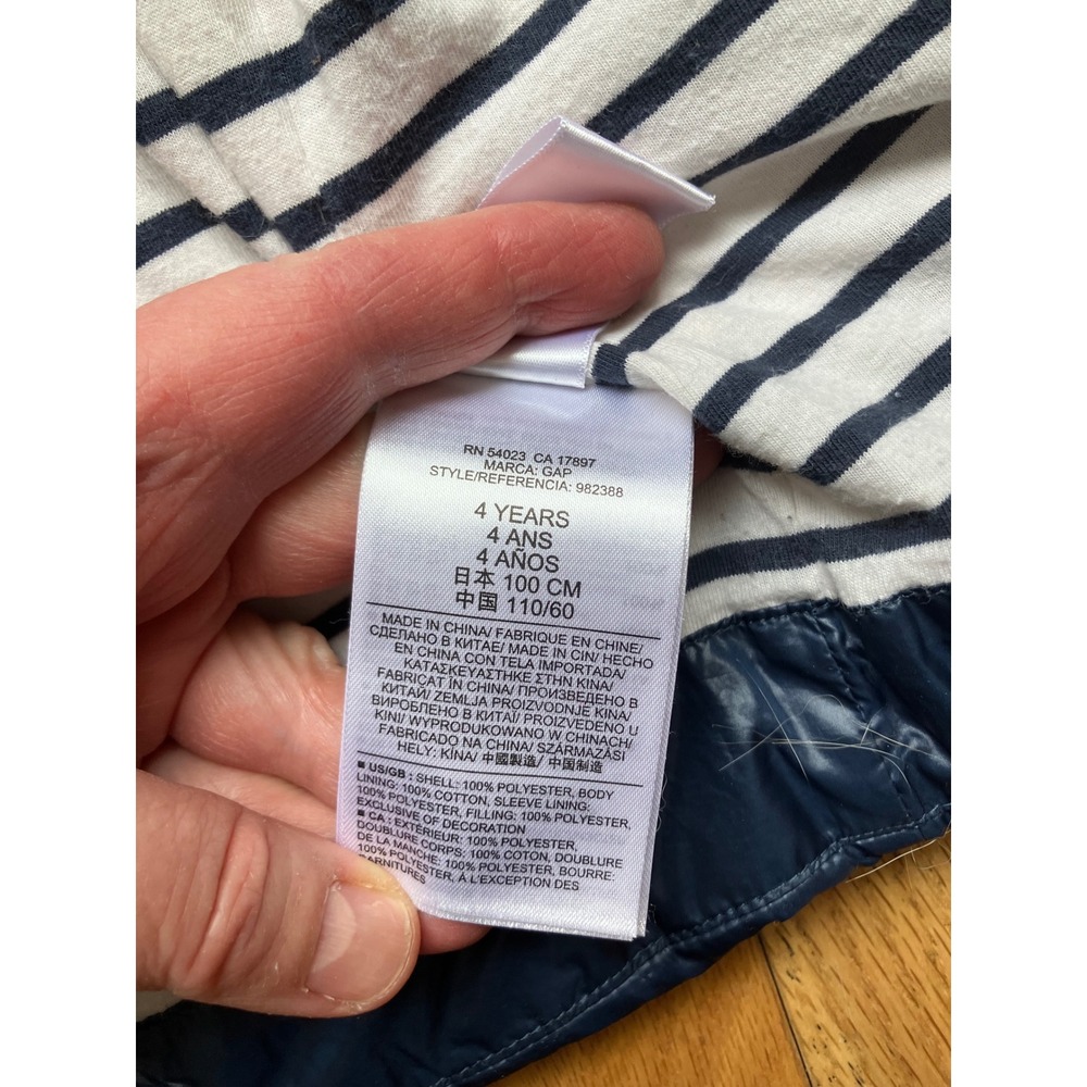 Baby Gap Toddler Girl Navy Blue Shiny Puffer Jacket Asymmetrical Zip Size 4 - Picture 6 of 6